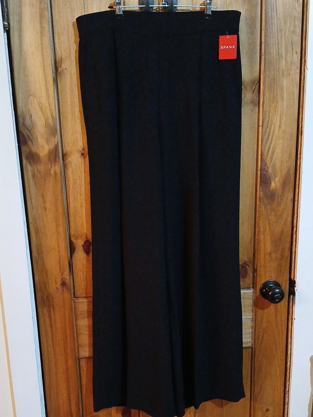 Spanx Crepe Pleated Wide Leg Trouser - Black - XL